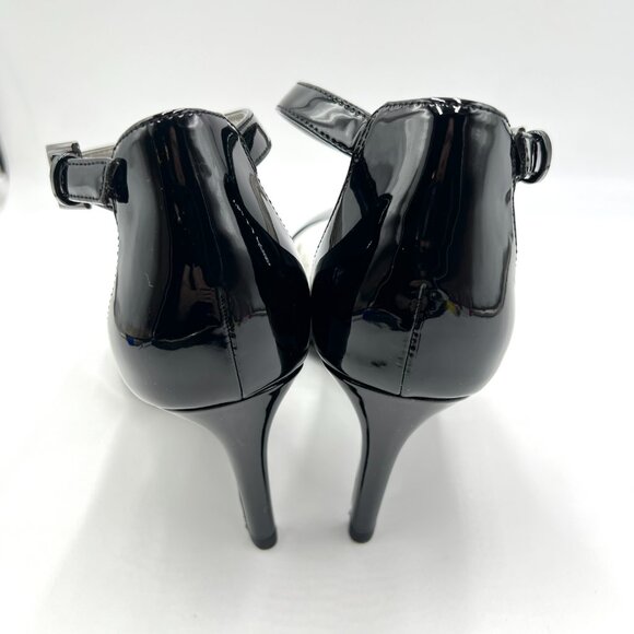 Bandolino Womens Size 8 Ginata Black Vegan Patent‎ D'Orsay Heels Pumps Shoes - Picture 7 of 14
